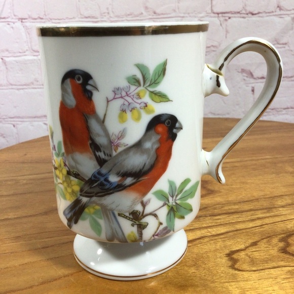 Vintage Royal Crown Songbirds Porcelain Footed Mugs - Set of 6 - Picture 8 of 11